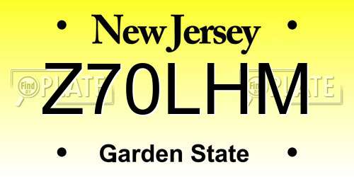 Z70LHM New Jersey License Plate