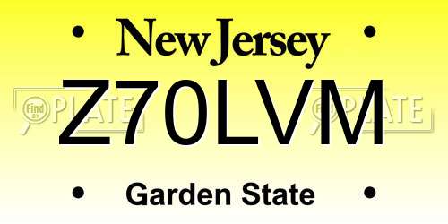 Z70LVM New Jersey License Plate