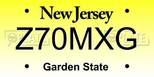 Z70MXG New Jersey License Plate
