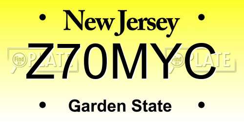 Z70MYC New Jersey License Plate