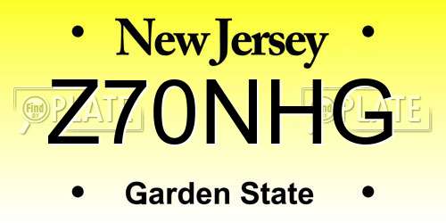 Z70NHG New Jersey License Plate