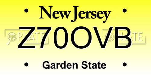 Z70OVB New Jersey License Plate
