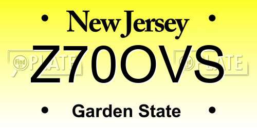 Z70OVS New Jersey License Plate