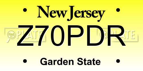 Z70PDR New Jersey License Plate