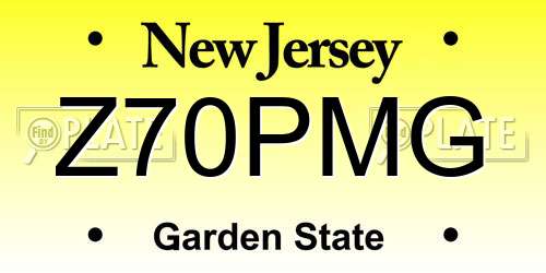 Z70PMG New Jersey License Plate