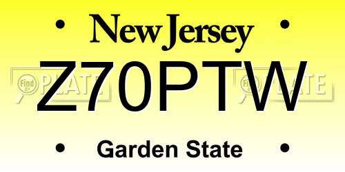 Z70PTW New Jersey License Plate