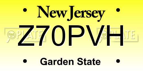 Z70PVH New Jersey License Plate
