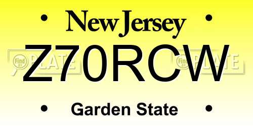 Z70RCW New Jersey License Plate