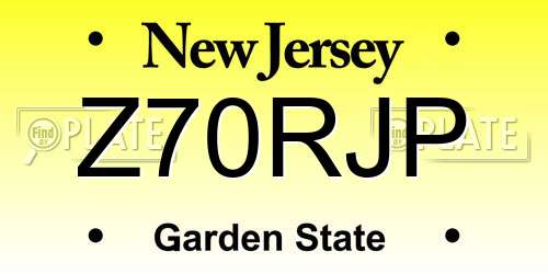 Z70RJP New Jersey License Plate