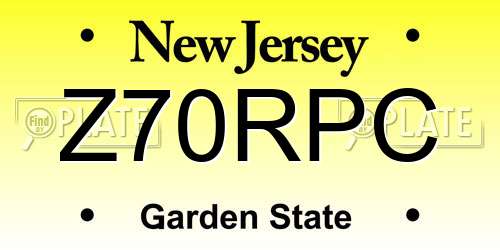 Z70RPC New Jersey License Plate