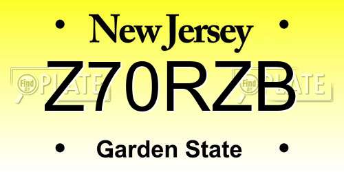 Z70RZB New Jersey License Plate
