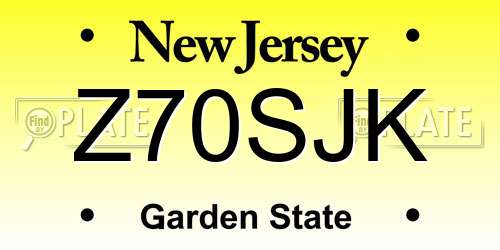 Z70SJK New Jersey License Plate