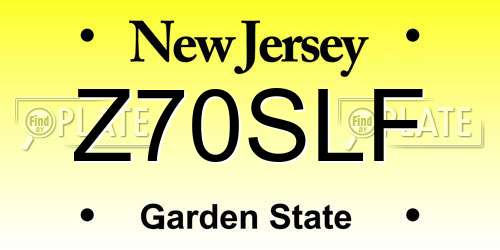 Z70SLF New Jersey License Plate