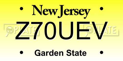 Z70UEV New Jersey License Plate