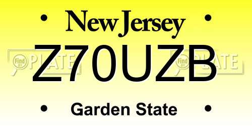 Z70UZB New Jersey License Plate