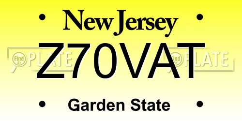 Z70VAT New Jersey License Plate