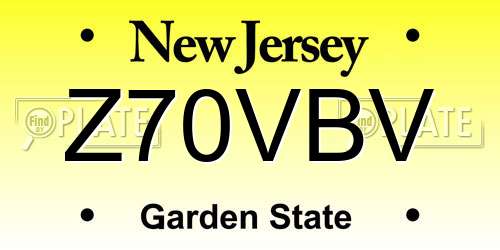 Z70VBV New Jersey License Plate