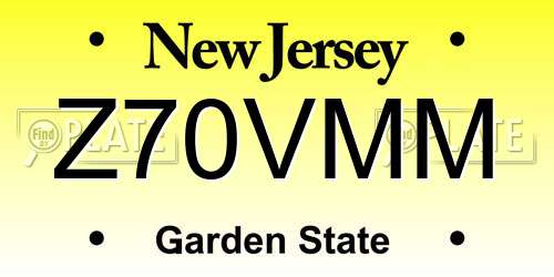 Z70VMM New Jersey License Plate