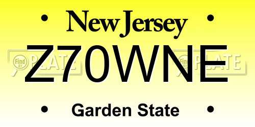Z70WNE New Jersey License Plate