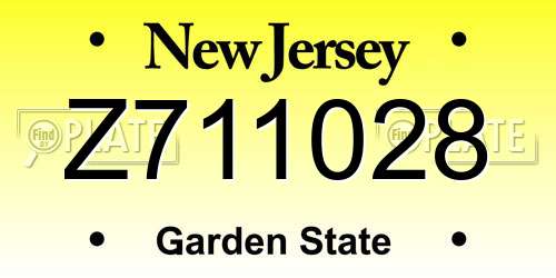 Z711028 New Jersey License Plate