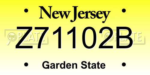 Z71102B New Jersey License Plate