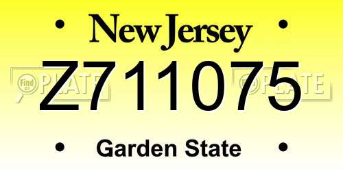 Z711075 New Jersey License Plate