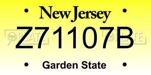 Z71107B New Jersey License Plate