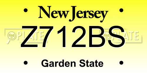 Z712BS New Jersey License Plate