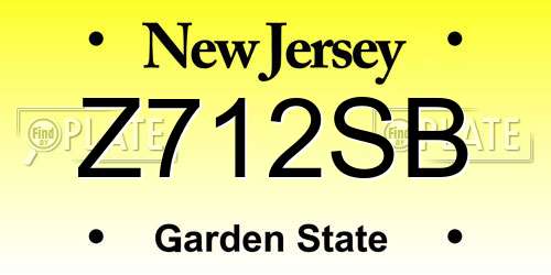 Z712SB New Jersey License Plate