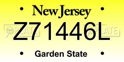 Z71446L New Jersey License Plate
