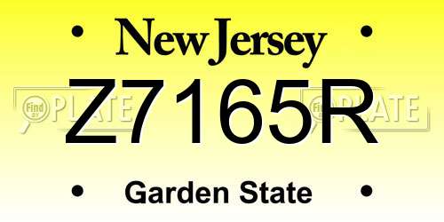 Z7165R New Jersey License Plate