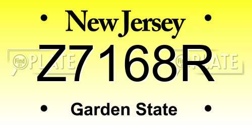 Z7168R New Jersey License Plate