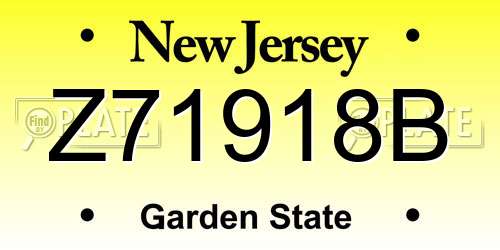 Z71918B New Jersey License Plate