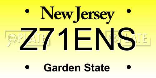 Z71ENS New Jersey License Plate