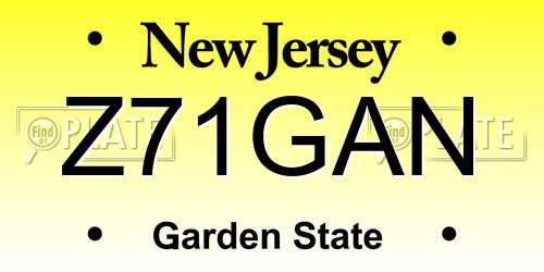 Z71GAN New Jersey License Plate