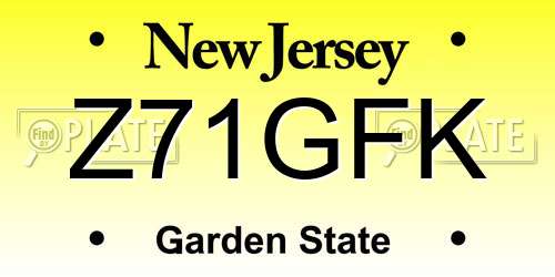 Z71GFK New Jersey License Plate