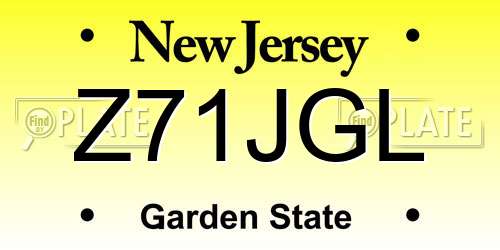 Z71JGL New Jersey License Plate