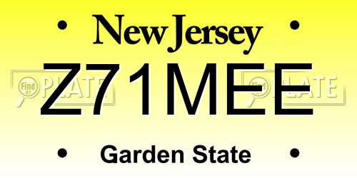 Z71MEE New Jersey License Plate