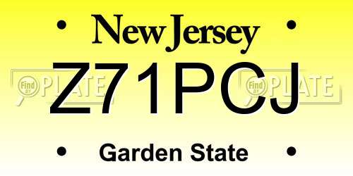 Z71PCJ New Jersey License Plate