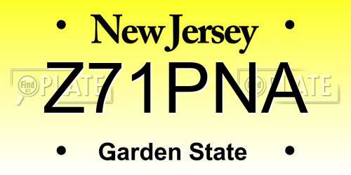Z71PNA New Jersey License Plate