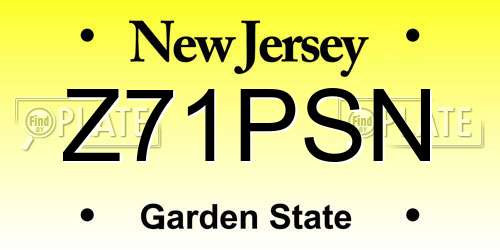 Z71PSN New Jersey License Plate