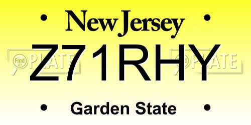 Z71RHY New Jersey License Plate