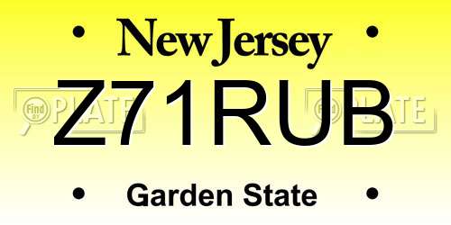 Z71RUB New Jersey License Plate