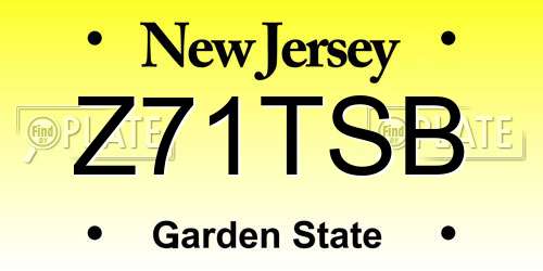 Z71TSB New Jersey License Plate