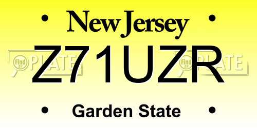Z71UZR New Jersey License Plate