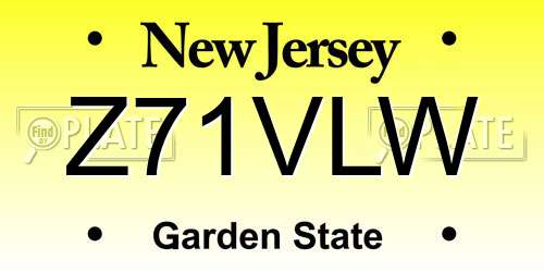 Z71VLW New Jersey License Plate