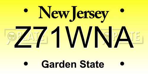 Z71WNA New Jersey License Plate