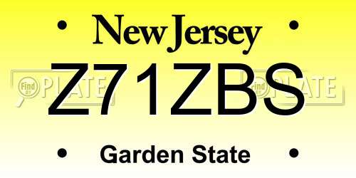 Z71ZBS New Jersey License Plate