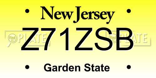 Z71ZSB New Jersey License Plate