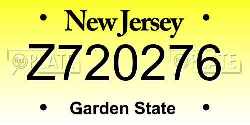 Z720276 New Jersey License Plate